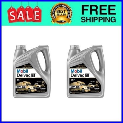 2 pack, Mobil Delvac 1 ESP Heavy Duty Full Synthetic Diesel Engine Oil 5W-40