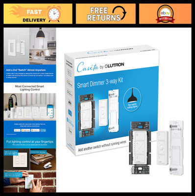 Smart 3-Way Dimmer Light Switch Kit with Pico Remote & Bracket, No Neutral Neede