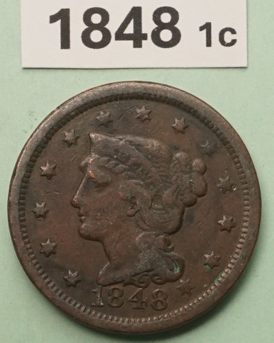 CENTAVO GRANDE CABEZA CORONA/MATRONA 1848 MONEDAS COBRE ESTADOS UNIDOS: MUY FINO