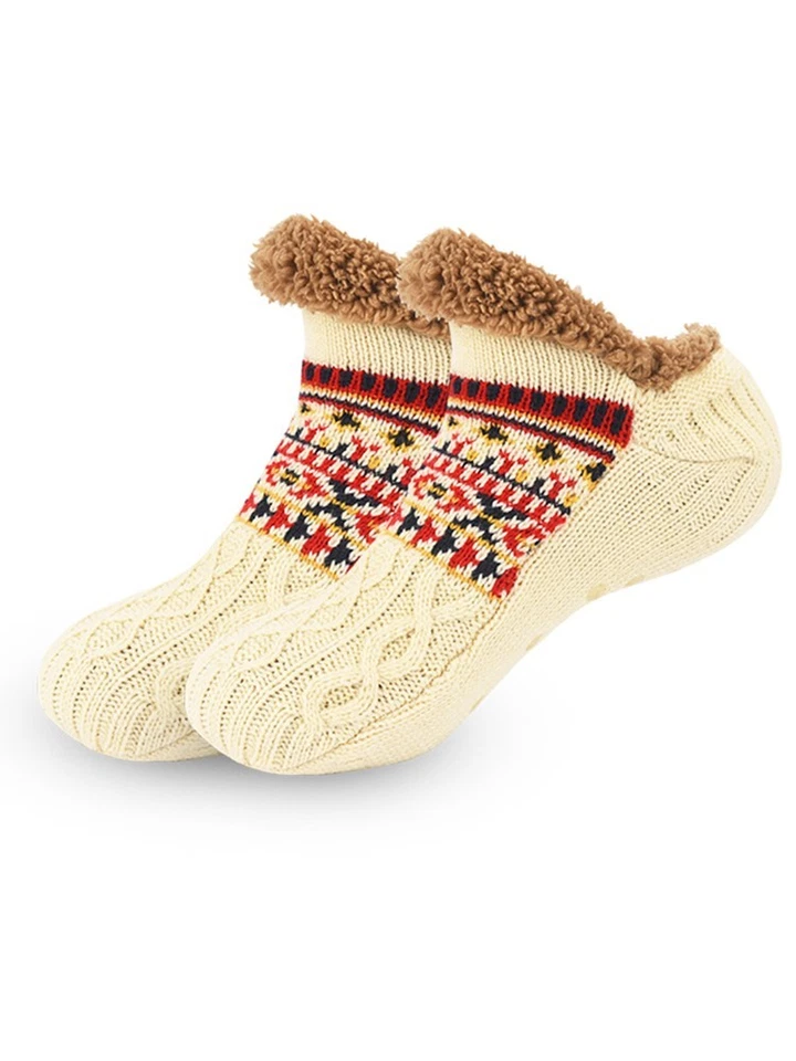 Paquete de 2 calcetines deportivos para mujer US 4,5-8,5 M | Grueso tejido Fair Isle Sherpa Foto 2 de 4