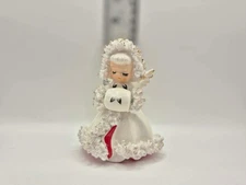 MCM Ermine Christmas Angel w Spaghetti Trim Vintage Candle Holder by Holt Howard