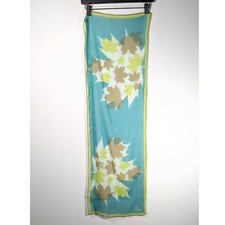 Vintage Vera Neumann 70s Verasheer Green Autumn Leaves Silk Blend Rolled Scarf