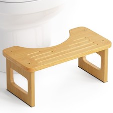 AmazerBath Bamboo Toilet Stool, Squat 6.8 Inch Non-Foldable , Natural Color