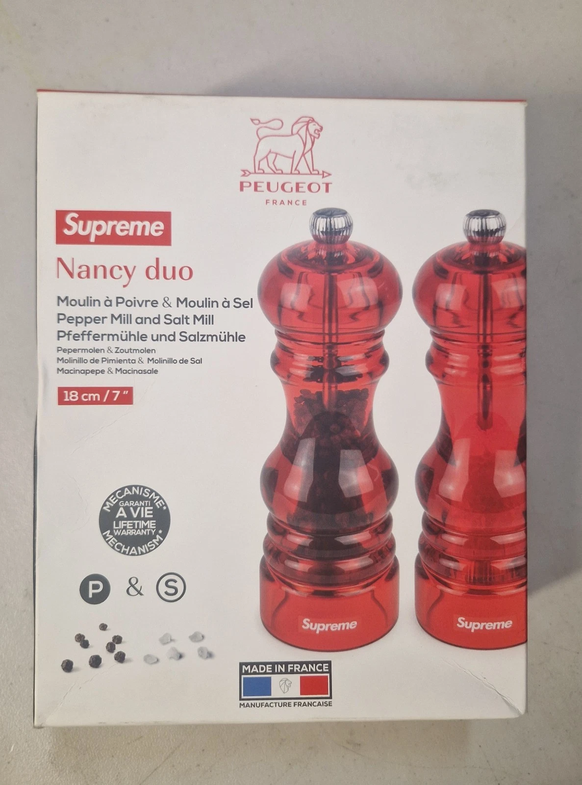 Supreme Peugeot Salt & Pepper Mill Nancy Duo FW24A29 BNIB Made in France