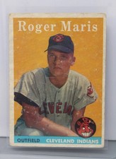 Topps 1958 Topps Roger Maris #47 Rookie Card Cleveland Indians Base Set Card. rookie card picture