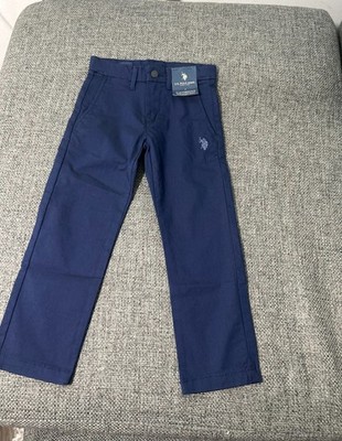 NWT US Polo Assn Boys Size 4 Navy Blue Straight Leg Chino Pants