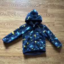 Navy Dinosaur Fleece Hooded Full Zip Jacket w/ Pockets, Toddler 2T