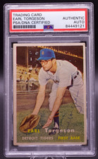 1957 Topps Earl Torgeson #357 PSA Authentic Auto Signed Detroit Tigers Vintage