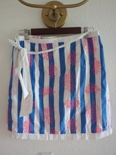 Lilly Pulitzer Wrap Skirt 10 Reversible Blue Stripes Embroidered Turtle Tropical
