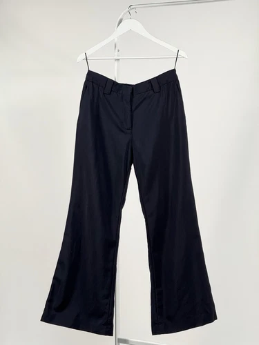 Pantalone donna svasato Prada blu navy 2020 it taglia 42