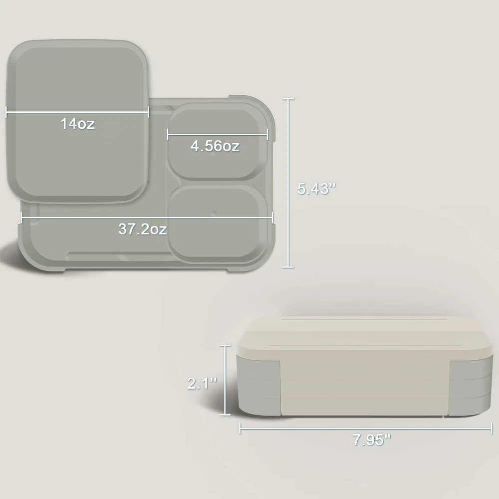 Leak-Proof Bento Lunch Box for Adults with 3 Compartments