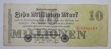 1923 Weimarer Republic, GERMANY - 10 Million German Mark Banknote No. C 4900103