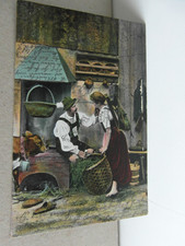 Künst.AK Paar,Tracht,Haus,Kuh,Glocke,Herd,Grasorb usw. gel.26.1.05