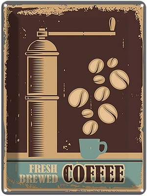 Blechschild 40x30 cm Kaffee Coffee fresh brewed Essen Trinken Deko Geschenk Meta