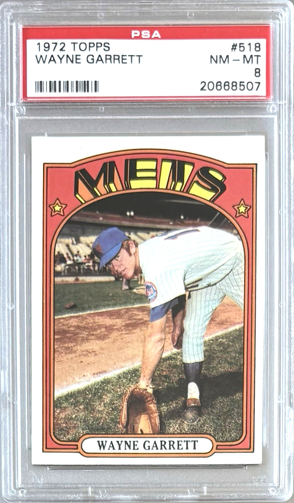 1972 TOPPS #518 WAYNE GARRETT PSA 8 NM-MT METS