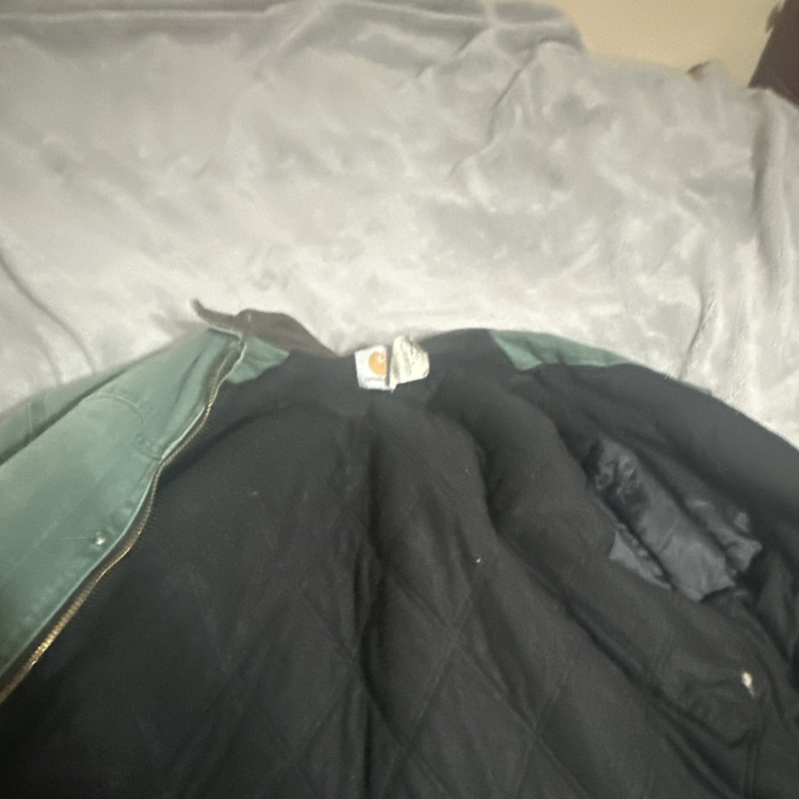 Carhartt Men's Green Full Zip Lined Work Jacket Stand-Up Collar XL