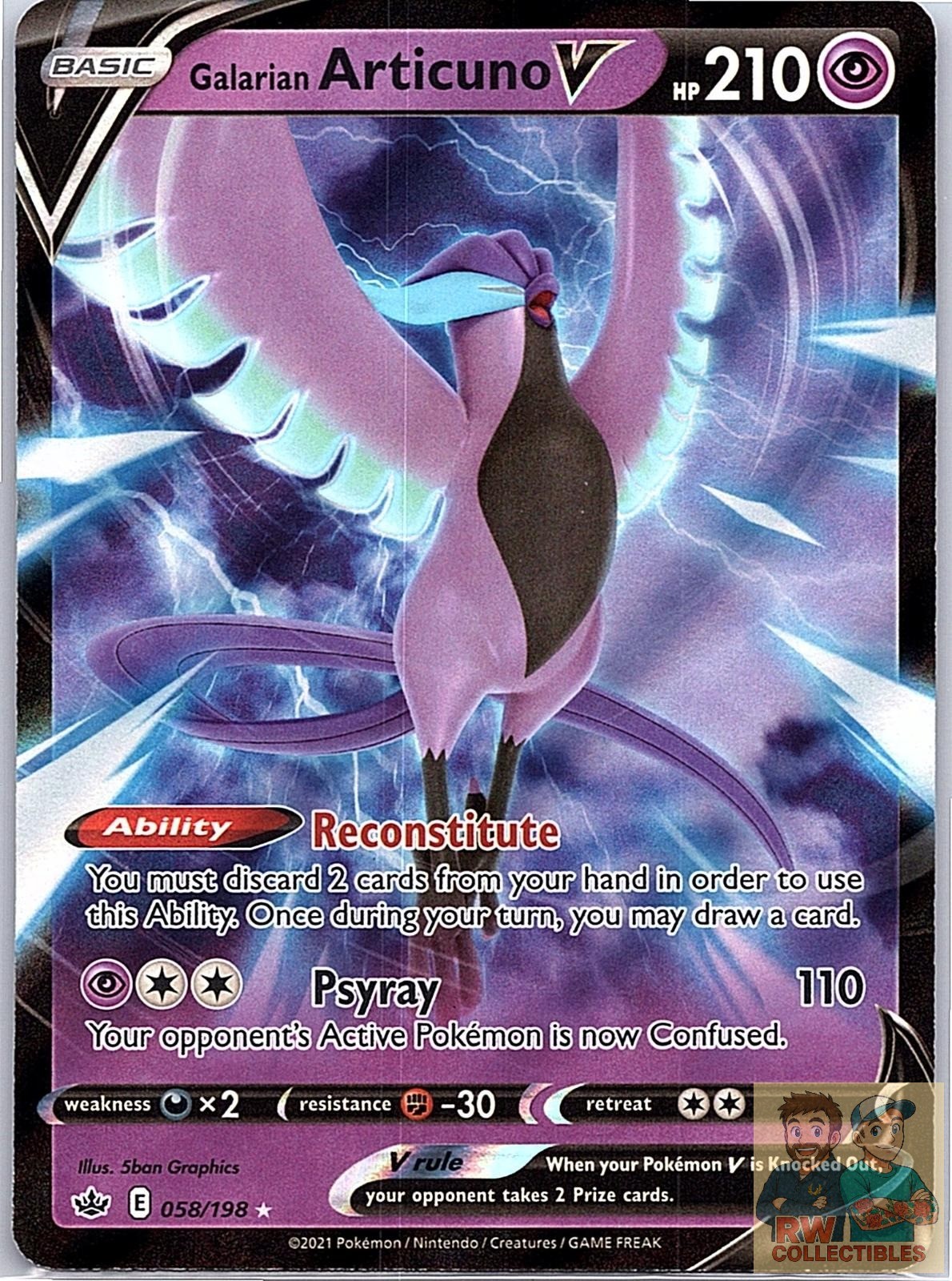 Galarian Articuno V 058/198 Holo V Rare Chilling Reign Pokemon Near Mint