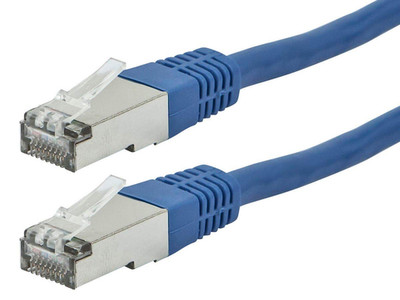Cat6A 50Ft Blue Patch Cable Double Shielded (S/FTP) 26AWG 10G Pure Bare Copper M