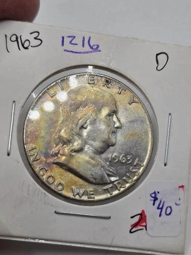 HALF DOLLAR COIN 1963 (Franklin) ☆ 1216 ☆ Nice Toning