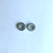 Two Vintage ? Gene Ewing Bis Pewter Look Designer Metal 4 Hole Buttons