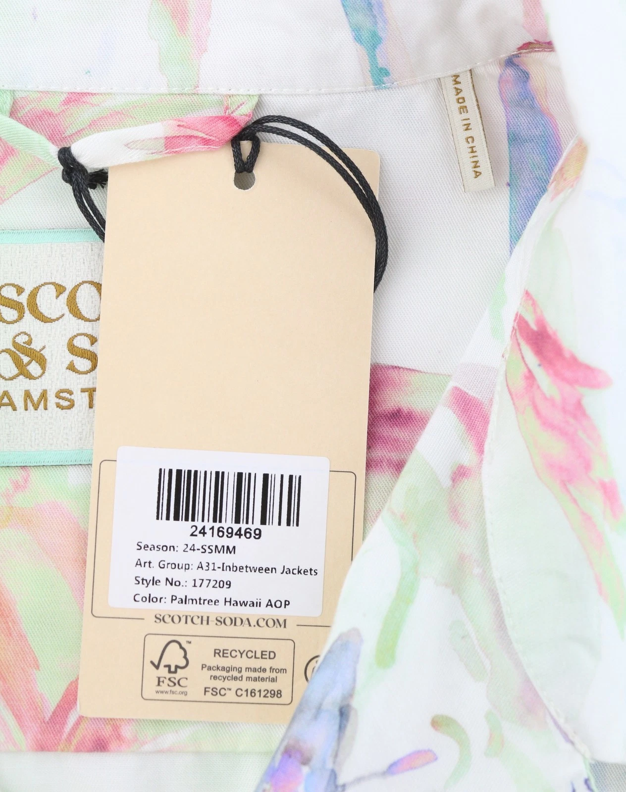 SCOTCH & SODA Men Jacket M Colourful Palm Hawaii Hemp Blend Button Up DDP image 9
