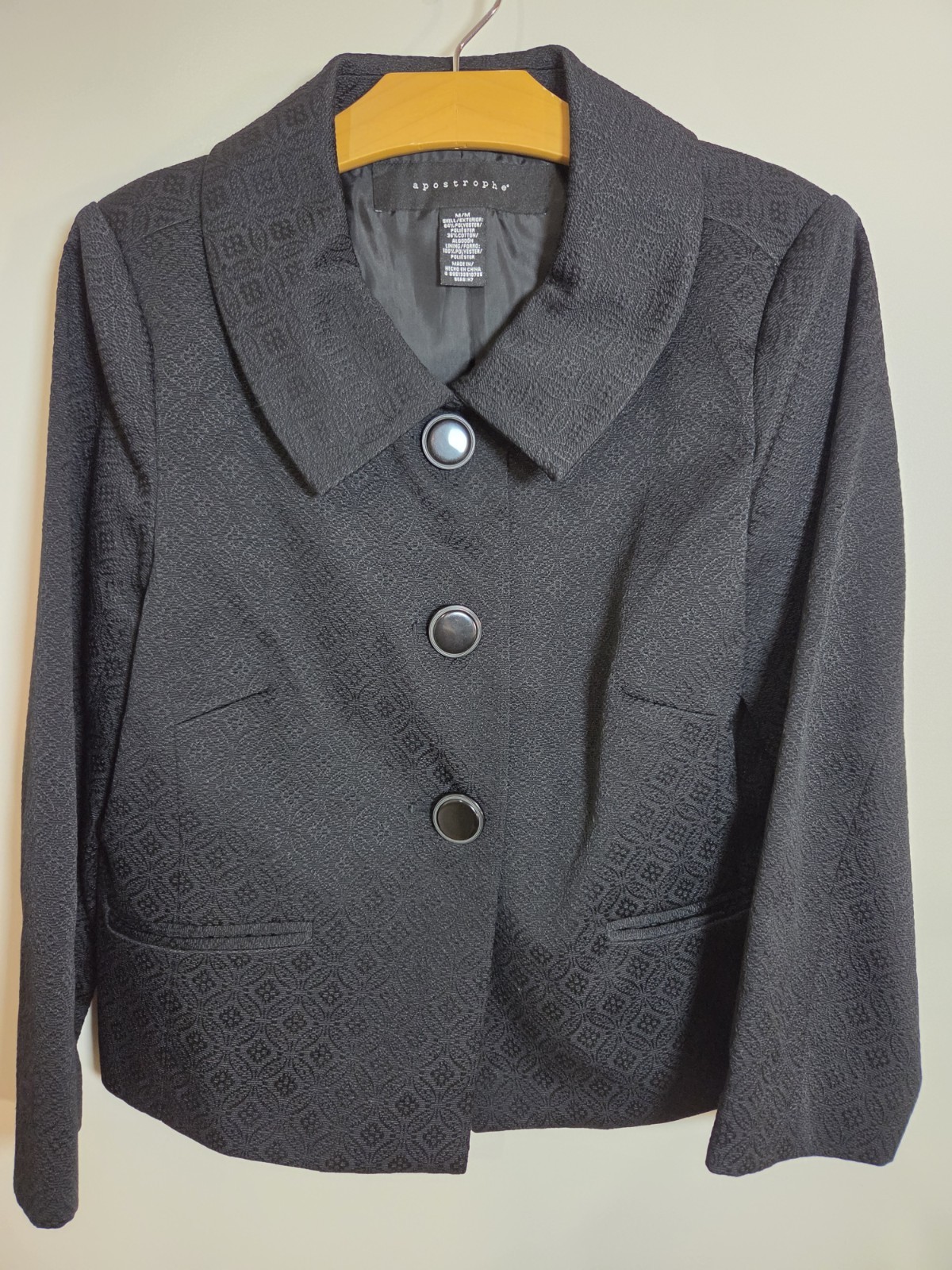 Apostrophe Jacket Womens Size Medium Black Floral Pattern Texture ...