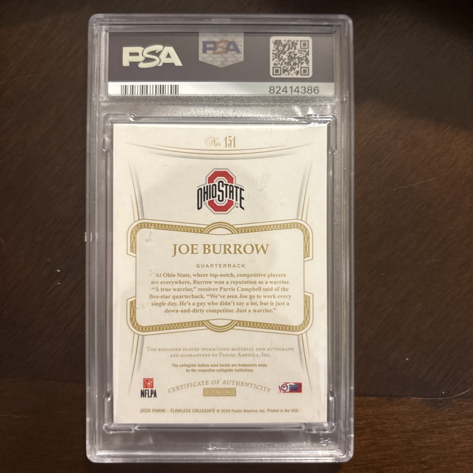 2020 Panini Flawles Collegiate Patch auto Gold 10/25 *** POP 1**** view 2