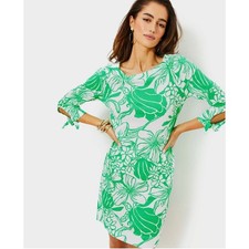 Lilly Pulitzer Lidia Dress M NWOT Kiss My Tulips Green Coastal Floral Shift