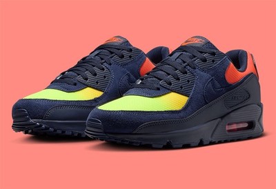 Nike Air Max 90 'Gradient' Navy/Lemon Mens Size US 8.5 Casual Sneakers Rare New 