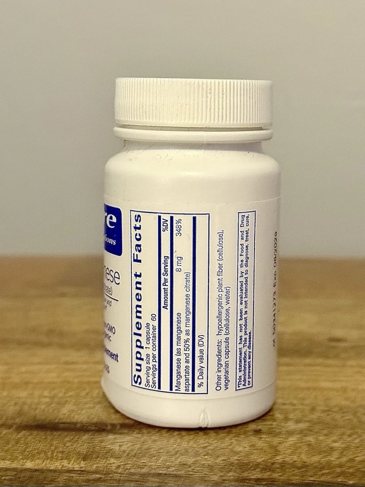 Pure Encapsulations Manganeso (aspartato/citrato) 60 Cápsulas, Caducidad 06/2026 Foto 2 de 4