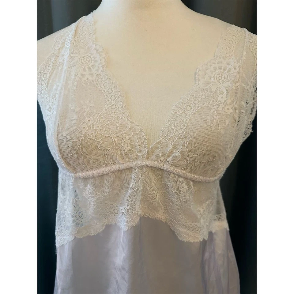 Frederick's of Hollywood Mujer Blanco Encaje Satinado Chemise Talla L Foto 4 de 4