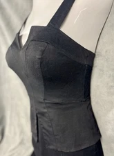 WHBM Faille Peplum Black Dress Sleeveless Adjustable Straps Cocktail Evening