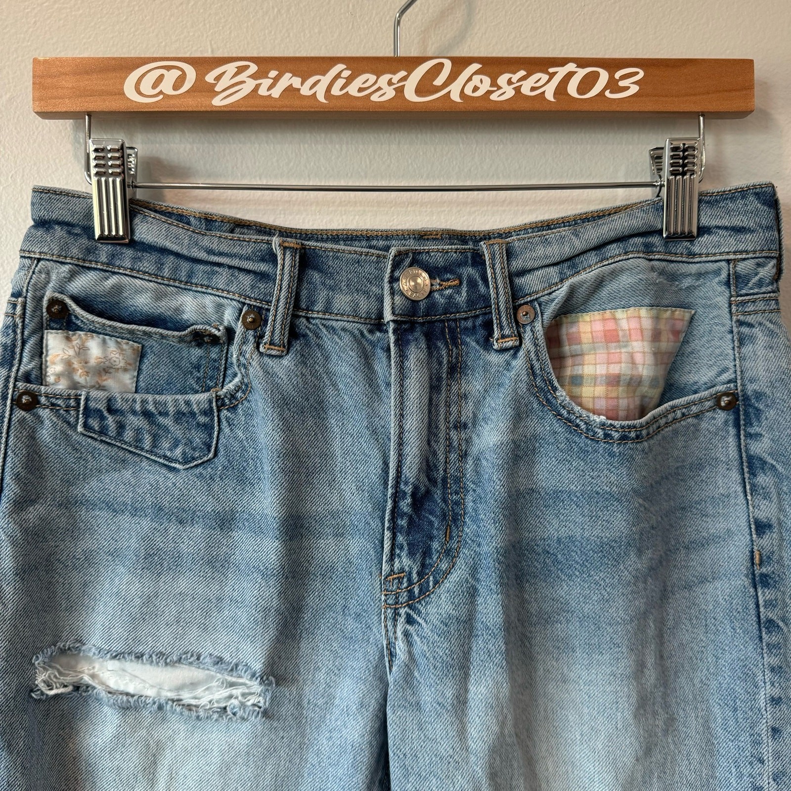 American Eagle 90s Straight Patchwork Distressed … - image 4