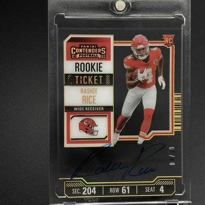 2023 Panini Contenders Rashee Rice Chiefs Rookie Ticket Auto CLEARLY #4/10