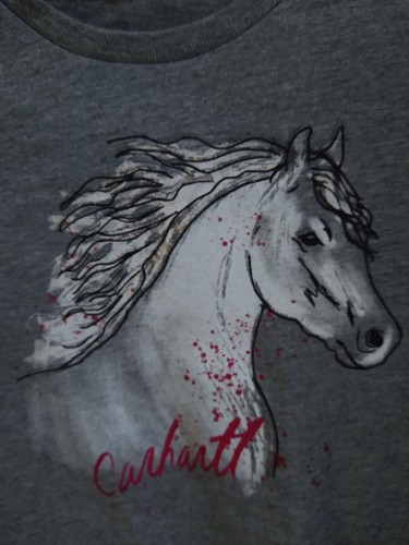 Camisa Carhartt Mangas Largas Gris Niñas Talla 6X Con Caballo - Imagen 3 de 3
