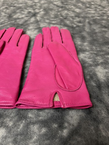 Woman’s Pink Coach Leather Gloves Winter Sliver Hardware Cut Tag - Picture 13 of 21