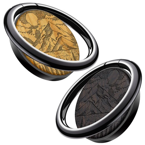 Wood Cell Phone Ring Holder Finger Stand Metal Grip Hook Phone Kickstand Lake - 第 14/17 張圖片