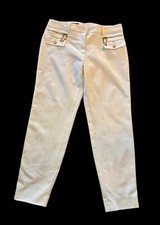 Vtg Escada White Ankle Pants Sz 40 US 10 Logo Classic Quiet Luxury EUC
