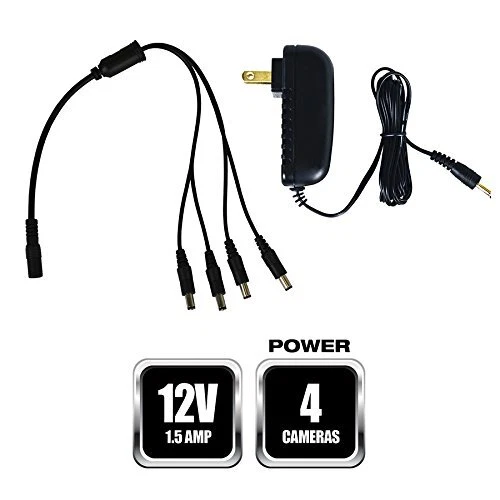 Night Owl Security Camera Power Adapter with 4 Way Power Splitter