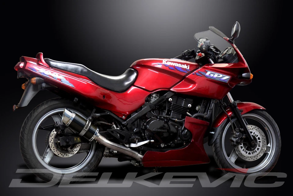 Silenciador de carbono redondo Kawasaki GPZ500S Ninja EX500 87-09 escape completo 2-1 8" Foto 4 de 4