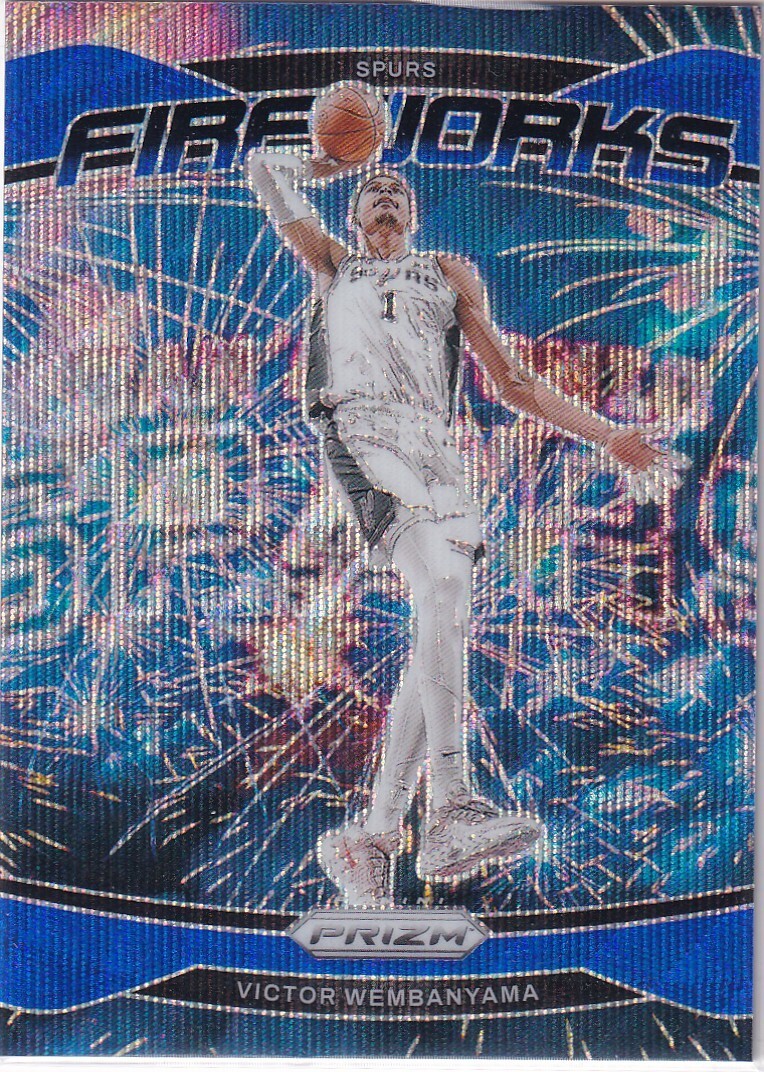 Panini Prizm NBA 2024-25 No. 2 Victor Wembanyama Fireworks Blue Wave 41/175