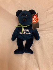 Ty Beanie Baby ❤️ SEATTLE SEAHAWKS NFL BEAR 8.5" Stuffed Plush New MWMT's