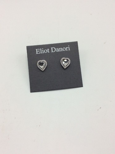 $40 Eliot Danori Silver tone clear crystal Heart earrings D86 - Picture 3 of 7
