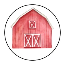 30 1.5" FARM RED BARN BIRTHDAY BABY SHOWER FAVOR LABELS ROUND STICKERS***