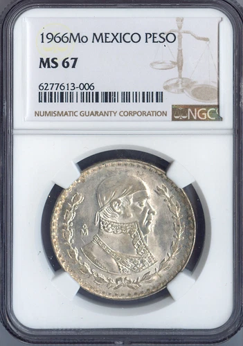 1966 Mexico Silver Peso NGC MS67 Auction