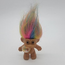 Vintage Russ Troll Doll Rainbow Hippie Hair With Hang Tag