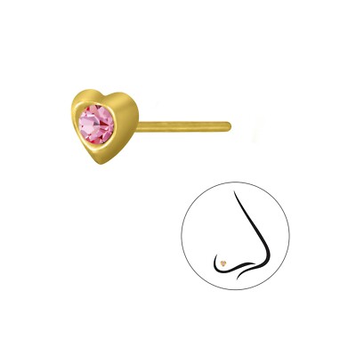 925 Sterling Silber Nasenstecker Piercing 3mm Nose Silver Stud t-4052 rose