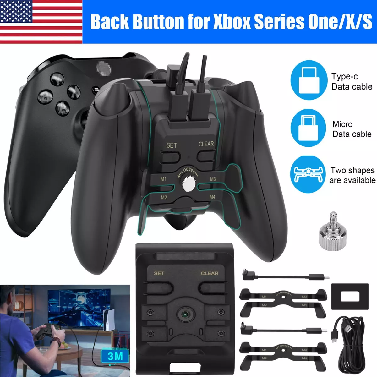 Wireless Xbox Back Button Attachment for Xbox Series S/X Controller,  Controller Paddles for Xbox Series S/X/XboxOne/PS4/Switch/PC, Support