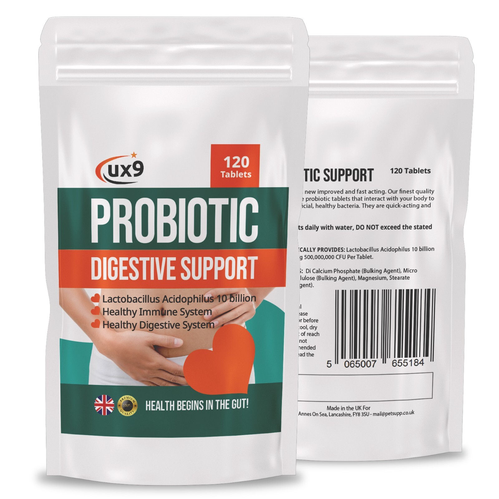 Aiuti probiotici digestione per un supporto intestinale sano, 120 compresse, 10 miliardi...