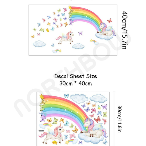 Cute Rainbow Unicorn Glow In The Dark Star Wall Heart Sticker Kid Room DIY Decor - Picture 10 of 54